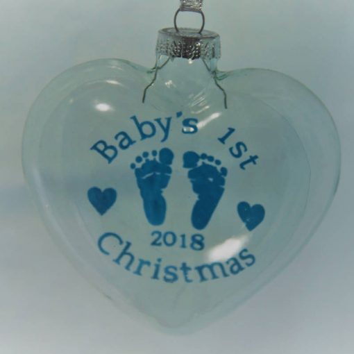 Baby’s 1st Christmas Glass Heart Bauble