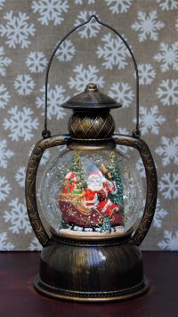LED Water Spinner Snow Globe lantern Santa with Sleigh - Giftinc