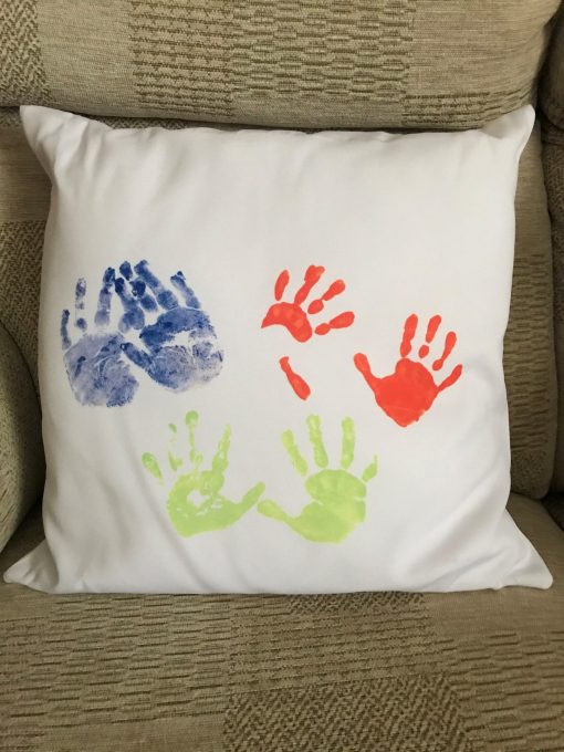 Personalised handprint cushion