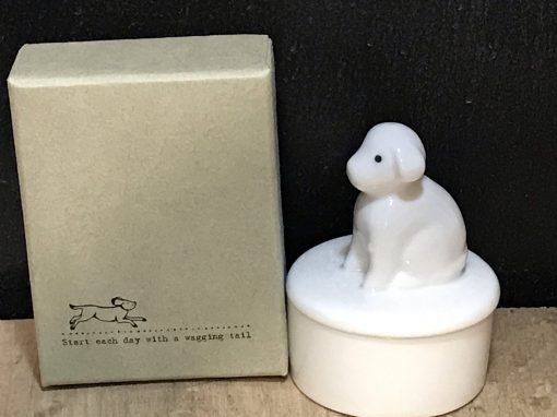 Porcelain Dog Trinket Pot