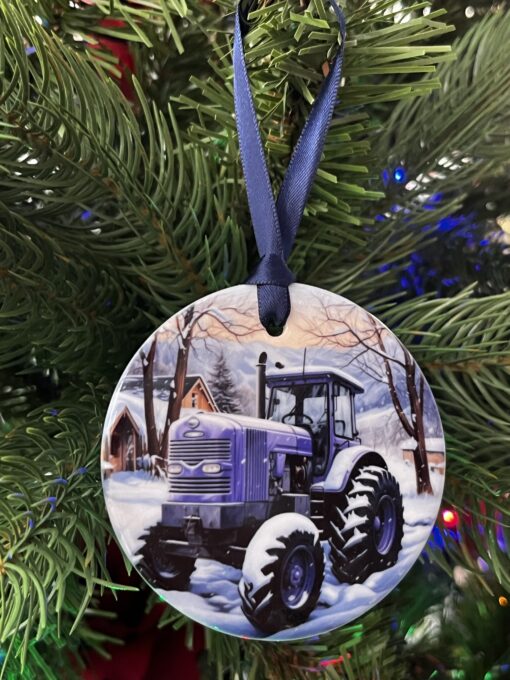Blue Tractor Christmas Decoration - Image 2