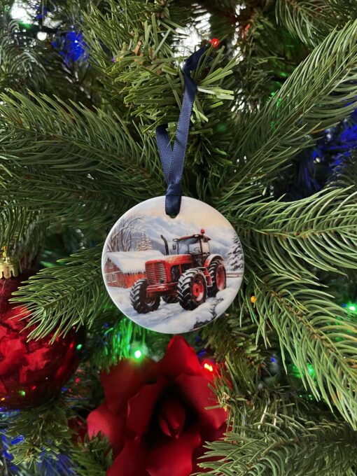 Red Tractor Christmas Decoration - Image 3