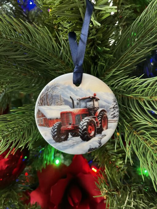 Red Tractor Christmas Decoration - Image 2