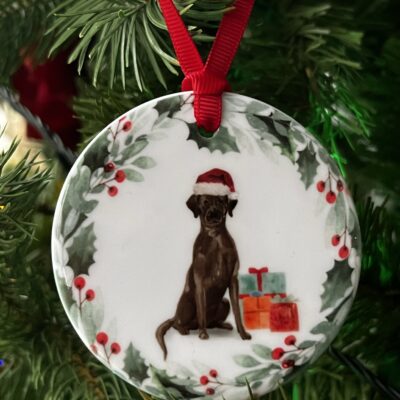 Chocolate Labrador Christmas Decoration